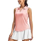 TBMPOY Women's Golf Shirts Sleeveless Collared Polo Tank Top UPF 50+ Quick Dry Tennis V-Neck Ladies Sports