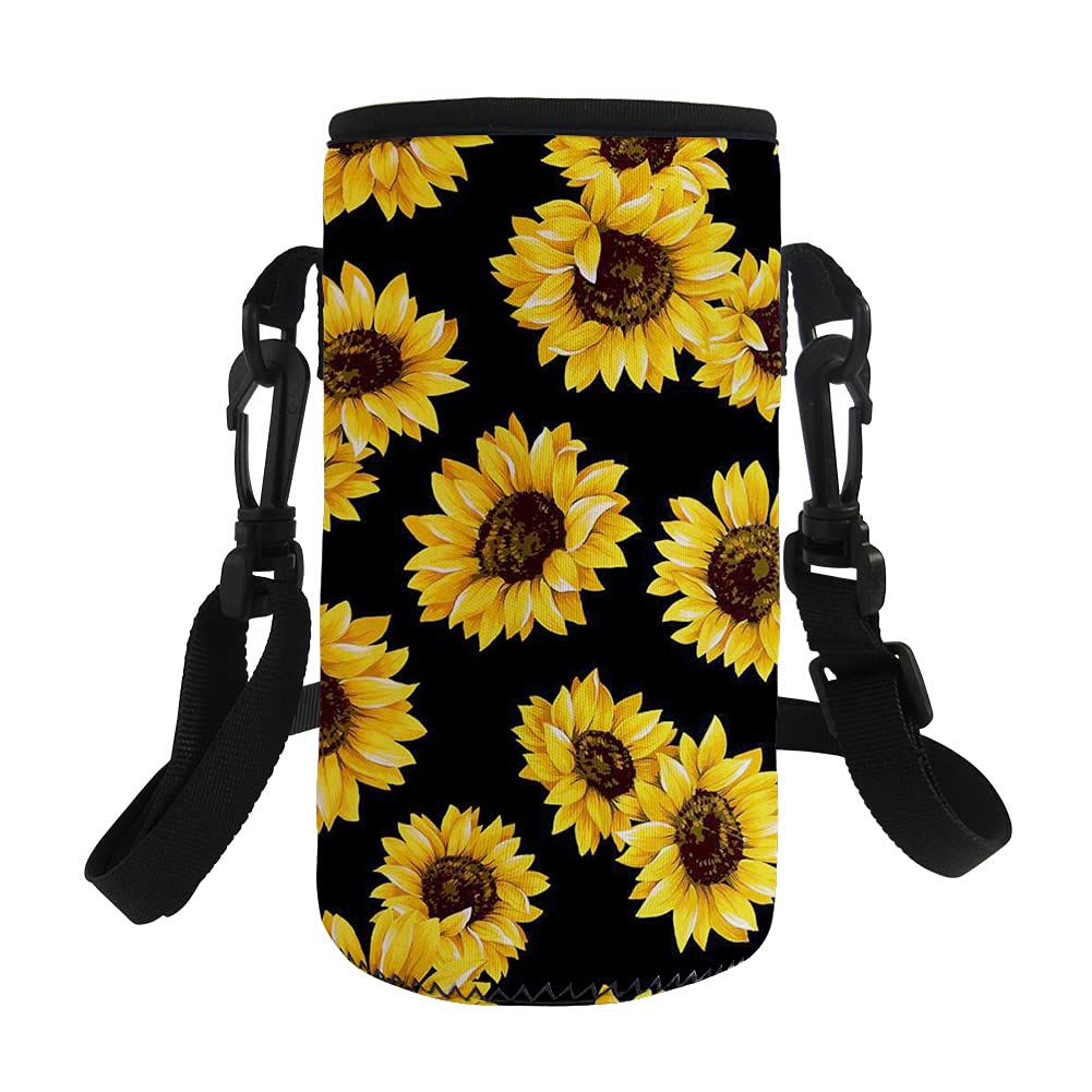 Jeiento Sunflower Pattern Stretchy Water Bottle Bag with Detachable Belt Buckle Suitable for Indoor & Outdoors use(500-750ML) — image 1