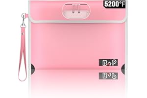 BALAPERI Fireproof Document Bag with Lock - 5200°F Heat Insulated, Water Fire Proof Bag with Zipper, Fireproof Money Bag for Cash, A5 Size Documents, Passport and Valuables, 11”X 7.7”(Pink)