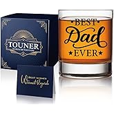 TOUNER Best Dad Ever Whiskey Glasses - Funny Fathers Day Gift Idea For Him