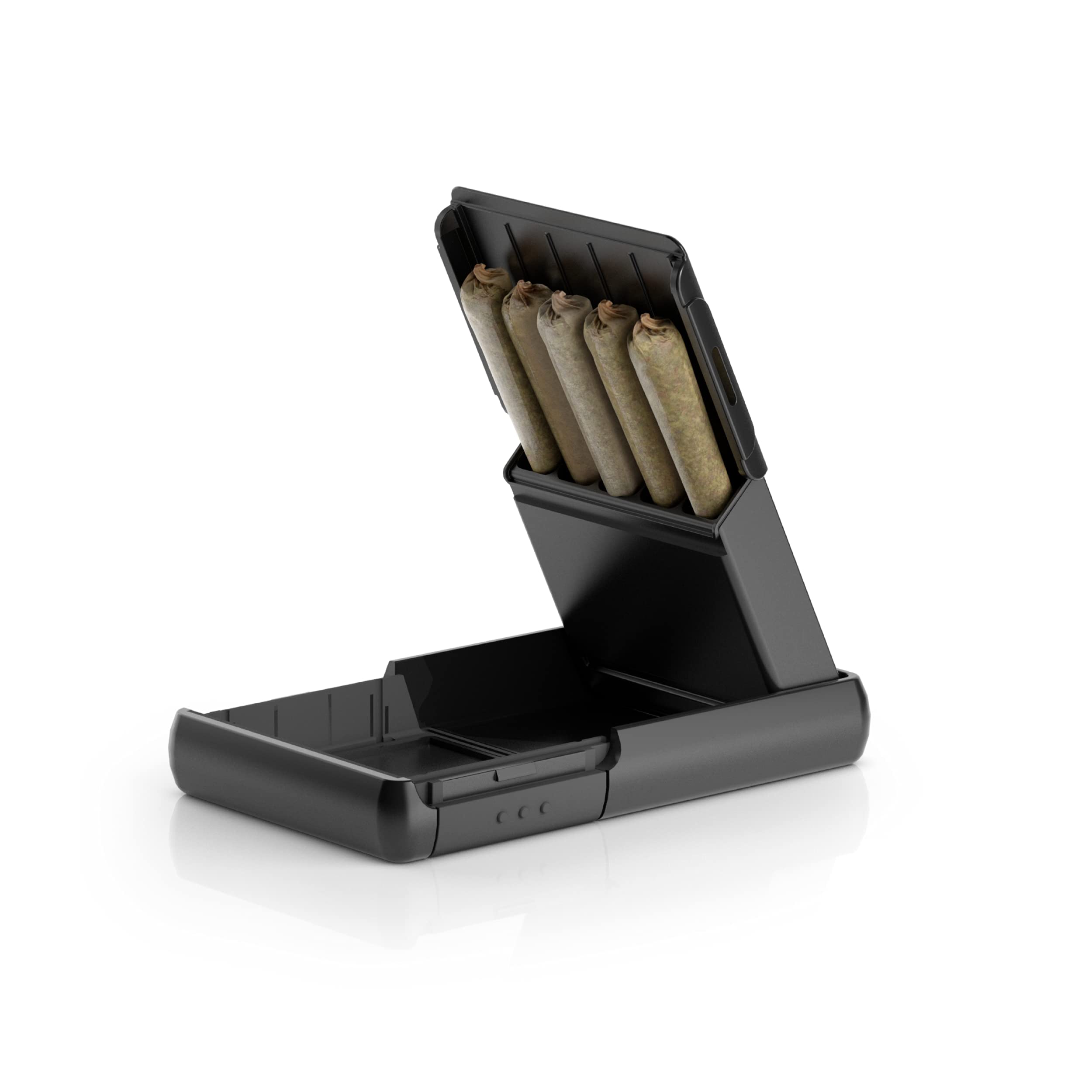 PAQcase JPAQmini - Ultra-Compact & Versatile Preroll Holder w/ Upgraded Gasket Seal, Holds 5 Prerolls up to 98mm long, Crushproof, Pocket Perfect & Festival Friendly, Black, Mini,