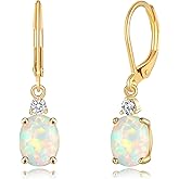 CiNily Opal Dangle Earrings for Women Trendy 14k Gold Plated Drop Dangle Earrings Created Fire Opal Drop Earrings Hypoallergenic Birthstone CZ Earrings Jewelry Gifts for Men Teen Girls