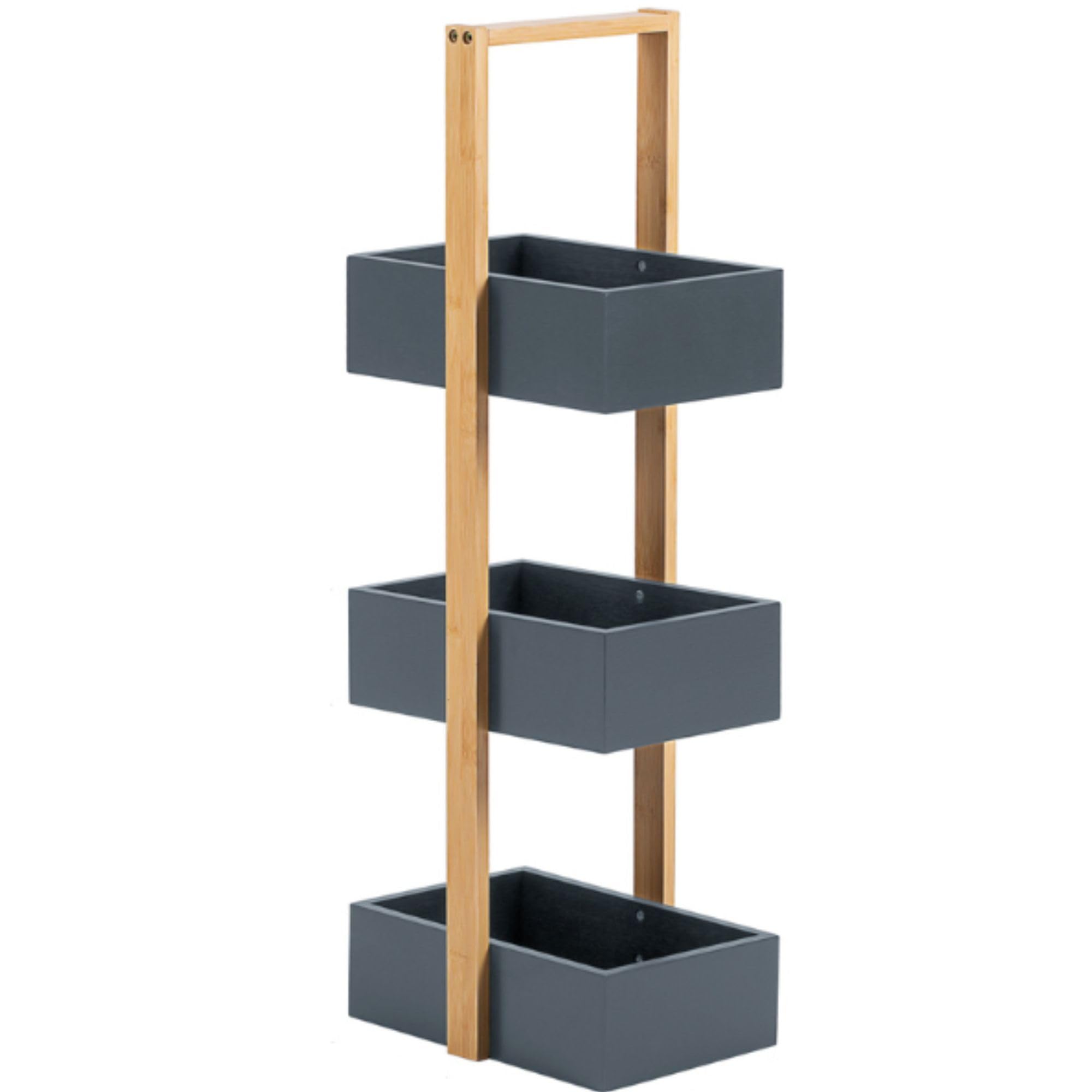 woodluv 3 Tier Robust Bathroom Bedroom Storage Caddy Unit, 25 (L) x 18.5 x 70 (H) cm