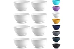 Kyraton Plastic Cereal Bowls 8 Pieces 760 ml, Unbreakable and Reusable Light Weight Bowl for Rice Noodle Soup Snack Salad Fru