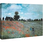 Wieco Art The Poppy Field Near Argenteuil Canvas Prints Wall Art of Claude Monet Famous Oil Paintings Reproduction Classic Landscape Pictures Artwork for Bedroom Decorations