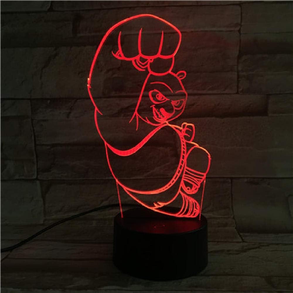 Cartoon panda-3D LED Night Light,3D Optical Illusion Visual Lamp 7 Colors Gradual Smart Touch Desk Lamp As a Gift for Kids,Baby Decoration Night Lamp with