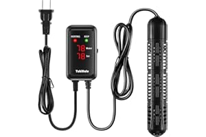 YukiHalu Aquarium Heater 50/100/200/300/500W with Protective Case, Fish Tank Heater, Temperature Adjustable, External Temperature Controller, LED Display, Used for 10/20/40/75/120 Gallons (200W)
