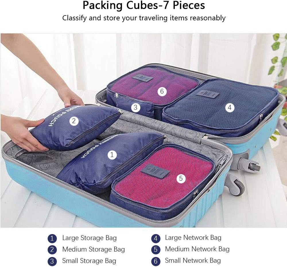 Vicloon Travel Luggage Organizers,Complete Set of Different Packing Cubes Waterproof Travel Storage Bags,Organizers Nylon Suitcases - Image 4