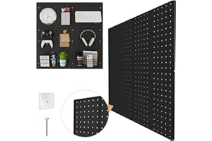 FZK PegBoard,4 Pack Peg Board,ABS Black Pegboard, 24x24inch,Pegboard Wall Organizer, Peg Board for Walls,Plastic pegboard,Suitable for Office Craft Room Kitchen and Item Display