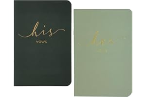 Urnseh Wedding Vow Books His And Hers, Officiant Book For Wedding Ceremony, Gold Foil Wedding Notebook Bride Groom Booklet For Wedding Gifts, 28 Pages, 5.9" X 3.9", Wedding Journal, Green