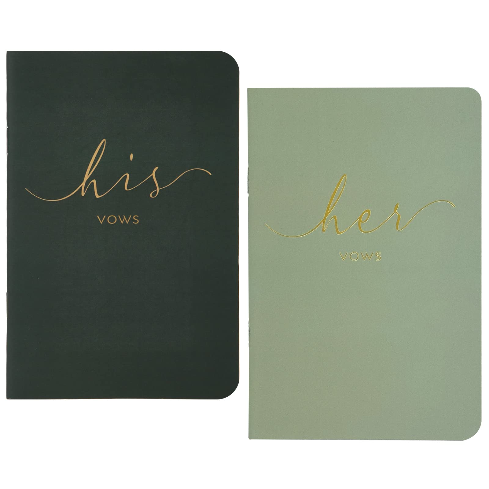 Photo 1 of Urnseh Wedding Vow Books His And Hers, Officiant Book For Wedding Ceremony, Gold Foil Wedding Notebook Bride Groom Booklet For Wedding Gifts, 28 Pages, 5.9" X 3.9", Wedding Journal, Green