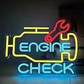 YUEYYNS Check Engine Neon Sign for Wall Decor, LED Garage Neon Signs Car Neon Sign USB Powered Neon Wall Signs for Man Cave Auto Repair Shop Workshop Party Birthday Gift