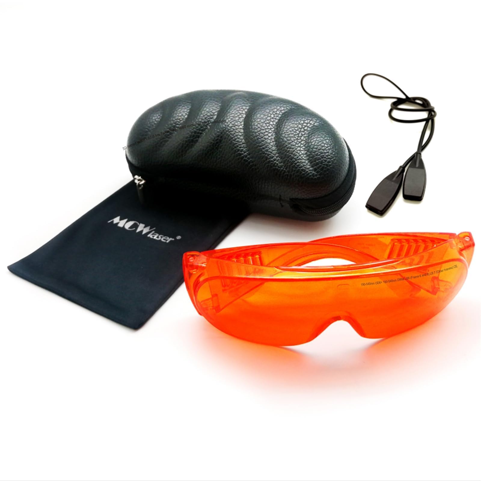 MCWlaser 190-540nm Laser Safety Glasses OD7+ For UV light Violet Blue Green Laser 405nm 445nm 450nm 455nm 532nm Laser Protective Goggles Absorption Type EP-3 Style 6