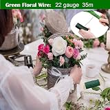 Aisszhao 2 Roll 22 Gauge Green Florist Wire Flexible Paddle Craft Binding view 3