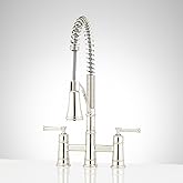 Signature Hardware 955095 Beasley 1.75 GPM Bridge Pre-Rinse Pull Down Kitchen Faucet - Polished Nickel