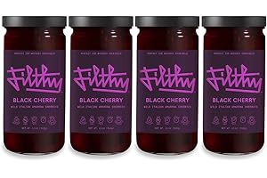 Filthy Food Black Amarena Cherries - Premium Cocktail Cherry Garnish - Non-Gmo & Gluten Free - 8oz Jar, 4 Count