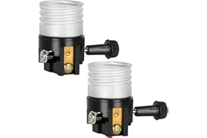 JUTOROSY 2 Pack UL Listed E26/E27 Light Socket Replacement with ON/Off Switch Knob, Lamp Repair Kit for Table and Floor Lamps