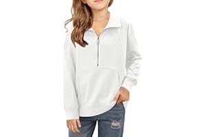 Yoklass Girls Half Zip Sweatshirts Casual Long Sleeve Shirts Oversized Pullover Tops 4-13 Years