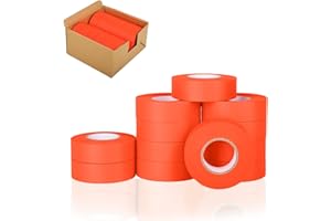 KIWIHUB 12 Pack Fluorescent Orange Flagging Tape, Non Adhesive Surveyors Tape, Neon Tree Marking Ribbon, Great Visual Labeling & Tagging for Home & Workplace Use, 1 in. x 150 ft
