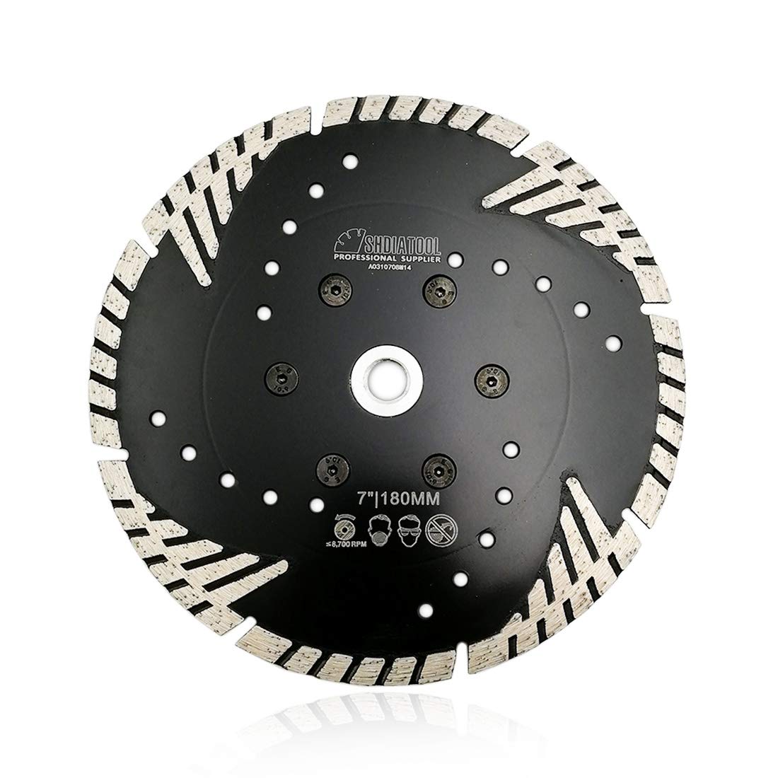 SHDIATOOL Diamond Cutting Blade with Turbo Slant Protection Teeth 180mm for Concrete Tile Granite Marble Masonry Brick