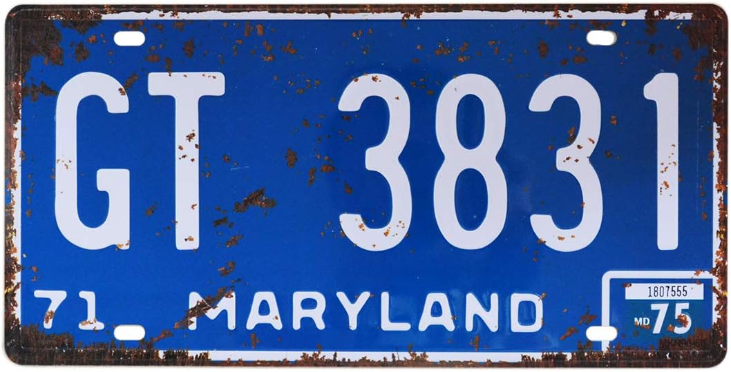 Retro Vintage U.S. State Auto Number Tags, Embossed Metal License Plates, 12
