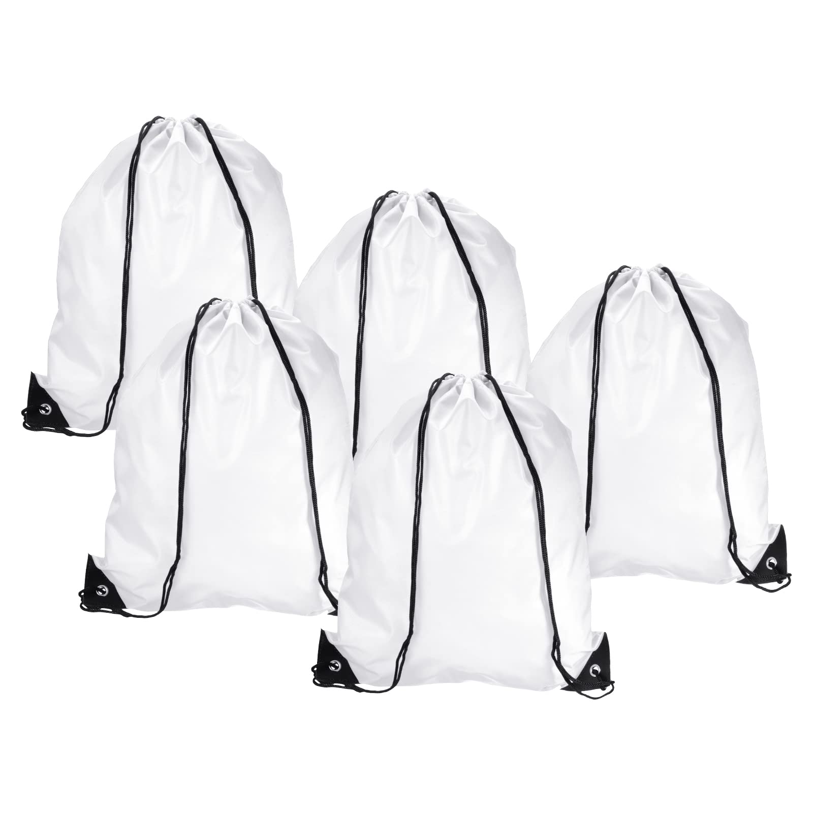 PATIKIL 42x34cm Nylon Drawstring Bag, 10 Pack Storage Bulk Cinch Backpack Sack for Gym Sports Outdoor Traveling, White