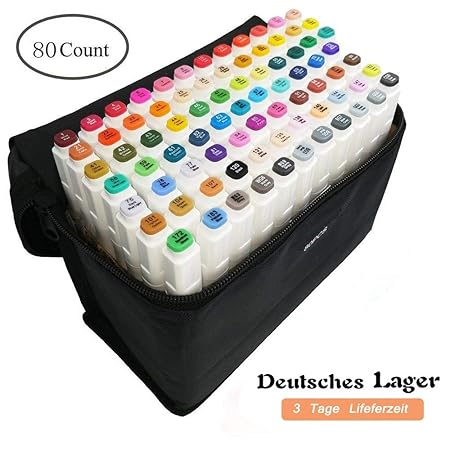 80 Farbige Graffiti Pens Oily Marker Set Twin Tip Textmarker für Studenten Manga Kunstler Sketch Marker Stifte Set Mit (Weiß 
