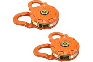 YUUCOO Snatch Block, 50,000 lbs 25T Minimum Breaking Strength, 25,000 lbs 12.5T Working Load Limit, for Synthetic Rope and Steel Cable Winch Lines, for Tractor, Truck, ATV and UTV （2 Packs）