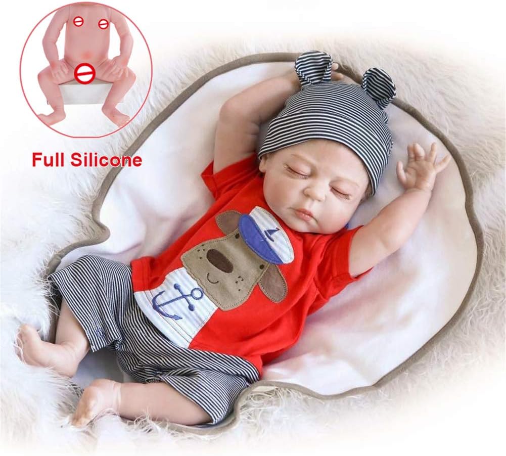 Prezzo 22 Pollici 56 CM Bambola Reborn Baby Realistico Tutto Il Corpo Silicone Morbido Reborn Bambole Maschio con Occhi Chiusi Reborn Dolls Bambino Migliore regalo di Natale Offerte