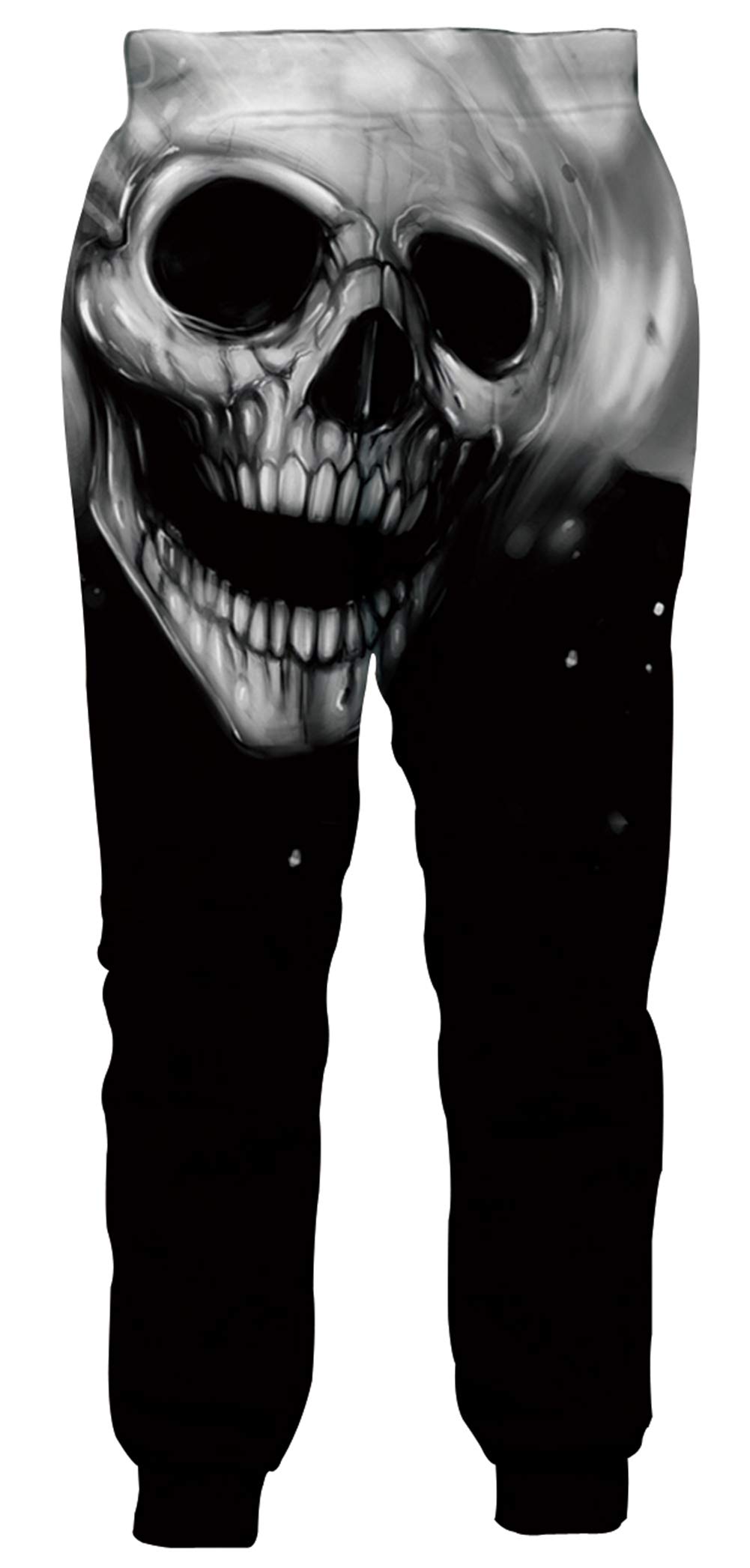 Retro 80s 90s Clothing for Men Women Teen Boys Realistic Print Halloween Skull Graphic Sweatpants Black Grey Vibrant Color Baggy Trousers Drawstring Sports Jogging Hip Hop Pants Outfits M