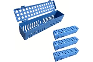 ELICTECH Dental Autoclave Sterilizer Box Large Plastic Sterilization Cassettes Dental Instrument Rack Cassette Tray for Dental, Medical Tool, Tattoo, Nail (Upgrade Version- 4*Blue)