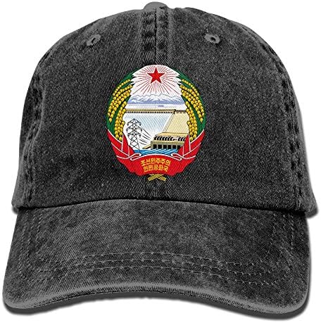 WKP0XKA Men and Women Cap Coat Of Arms Of North Korea Hat Snap-Back Hip-Hop Cap Baseball Hat Head-Wear Cotton Snapback Hats Black
