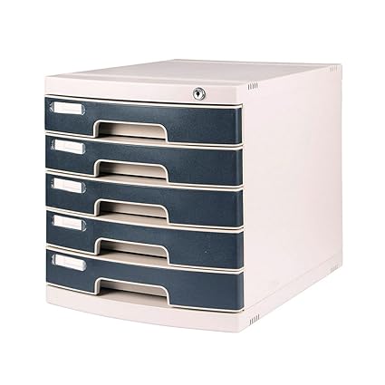 File Cabinets 5 Layers Lockable Desktop Plastic Drawer Data Office