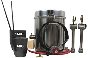 LSMIITTH 16KG(35lbs) Large Metal Melting Furnace Dual Burner with Graphite Crucibles(16KG/35lbs&6KG/13lbs), Foundry Home Kiln Smelting Furnace Kit with Casting Tools for Refining Recycle Brass Gold Silver
