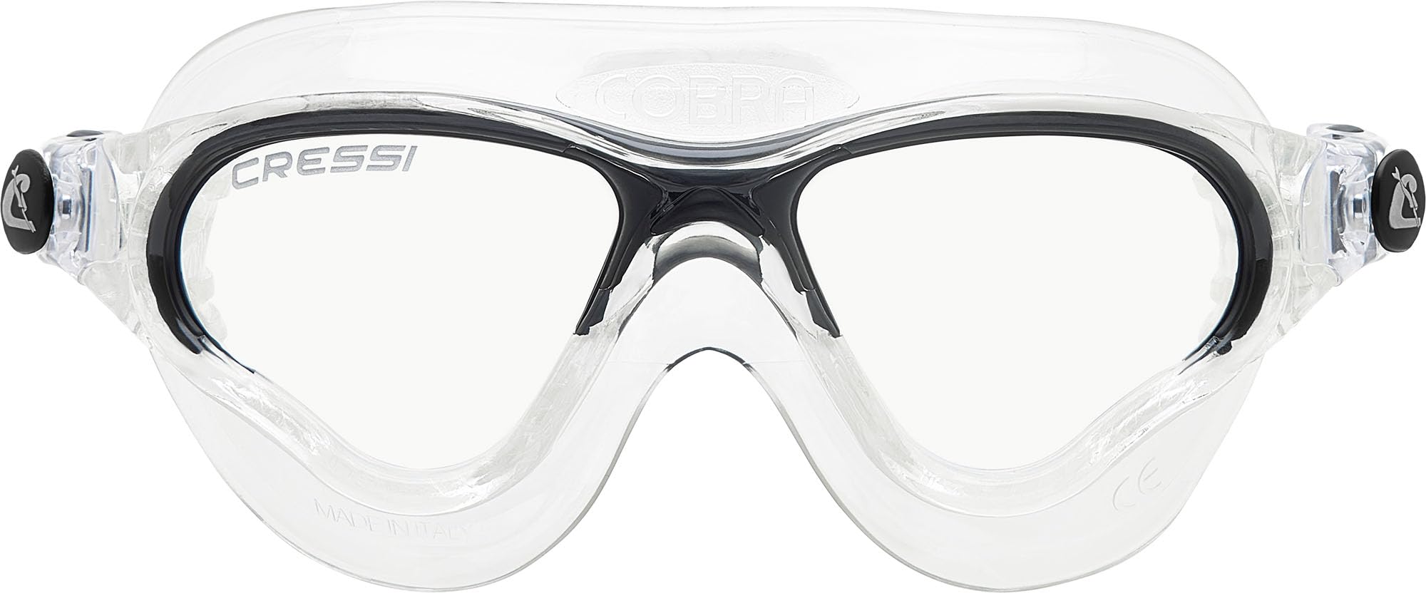 Cressi Cobra Anti Fog Premium Swim Goggles Mask - Clear/Black