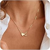 De Amo Sara Valentines Day Gifts for Women Her - Initial Necklace for Women Trendy, 14K Gold Plated A-Z Letter Necklace Dainty Heart Necklaces Tiny Hypoallergenic Pendant Gold Jewelry Birthday Gift