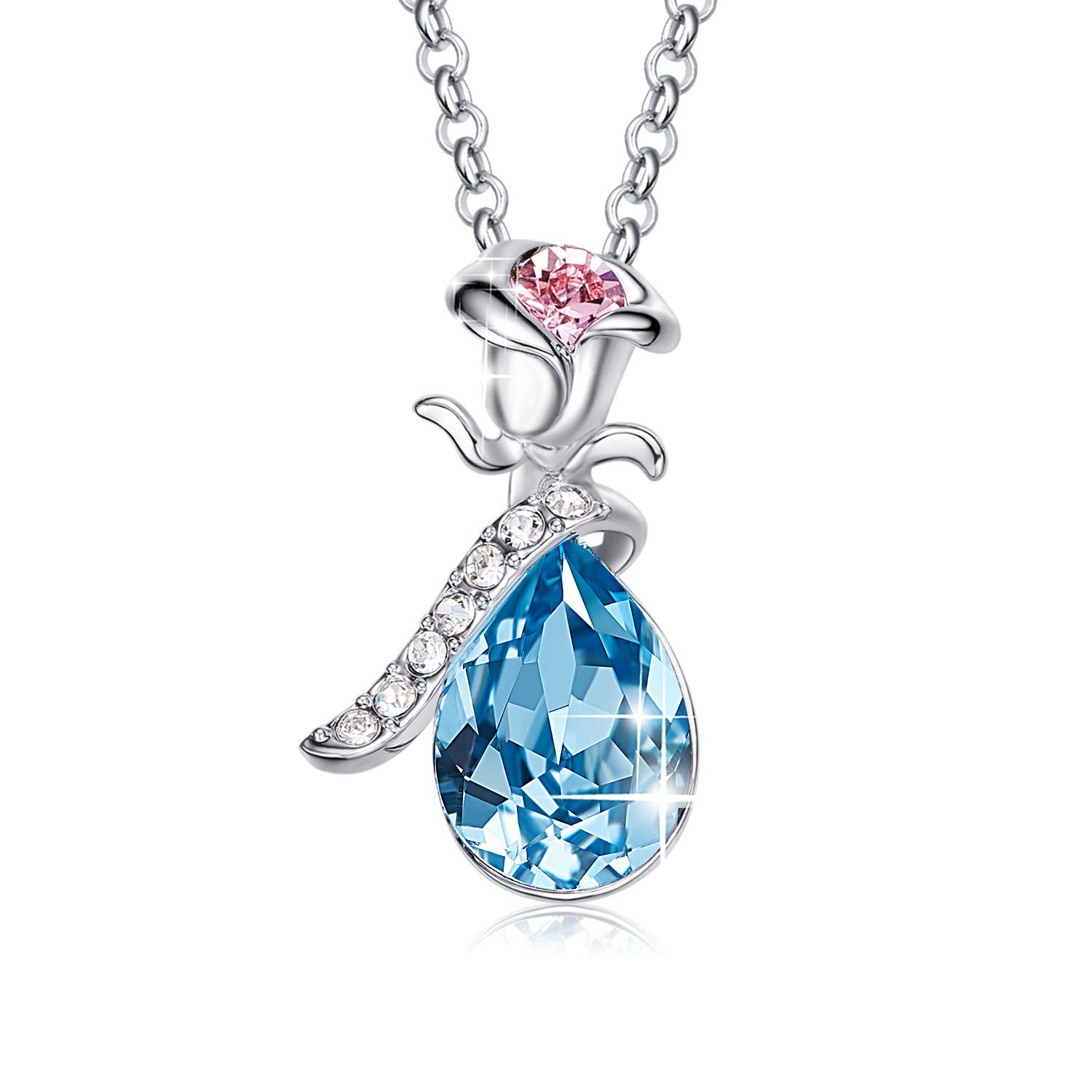 CDE Necklace Swarovski Crystal Pendant Necklaces Blue Jewelry Women