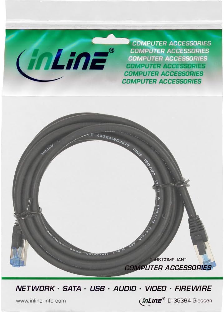 InLine® Patch Cable S/FTP (PiMf), Cat.6A, 500MHz, Halogen-, Copper, Black, 15 m, Copper,Black - Image 3