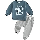 wdehow Toddler Baby Boy 2Pcs Outfits Letters Print Pullover Tops + Drawstring Pants Set Fall Winter Clothes