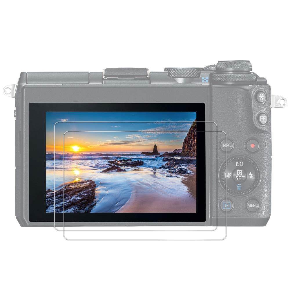 JJC (2 PACK Tempered Glass Screen Protector Ultra-Thin HD for Canon EOS M6, M6 Mark II, M50, M50 Mark II, Kiss M2, Kiss M, M100, G1X Mark III, G5X, G5X Mark II, G7X Mark III, G9X, G9X Mark II