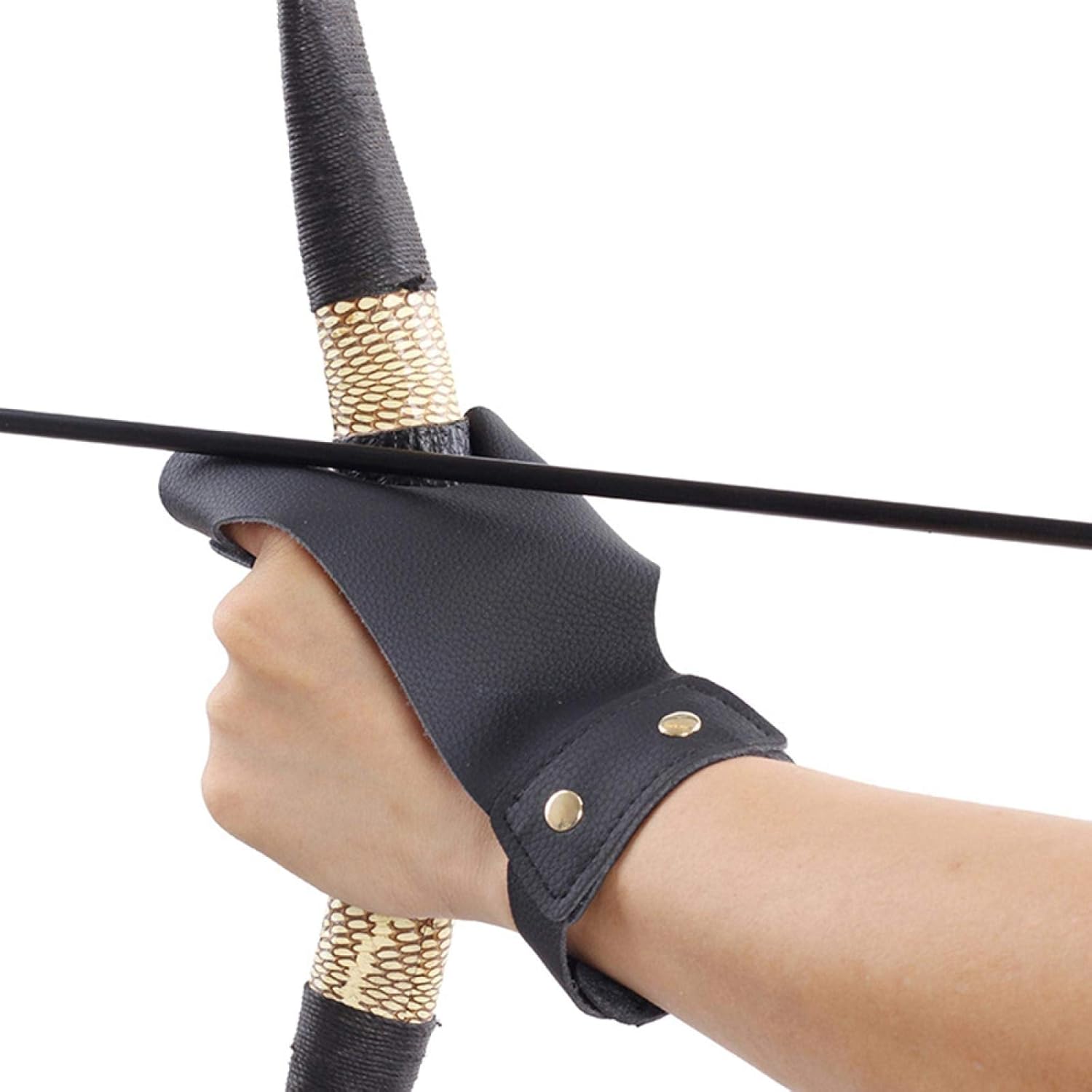LOKHEIRA ARCHERY Arrow Gloves 2 Finger Protective Guard Leather for Left Hand Hunting Recurve Traditional Longbow Protective Gear(Black) : Sports & Outdoors