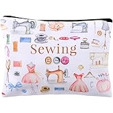 Sudaporn Sewing Quilting Makeup Toiletry Bag for Seamstress Tailor Birthday Gift for Quilters Crafter Sewer Travel Canvas Storage Cosmetic Pouch Sewing Supplies Accessories Zipper Pouch Organiser Bag