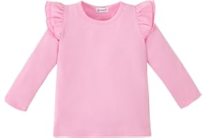 LYSMuch Toddler Baby Girls Long Sleeve Ruffle T Shirt Kids Casual Plain Solid Top Blouse T-Shirt Undershirt