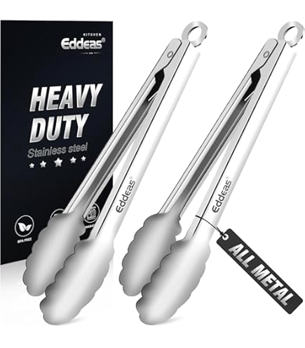 IAXSEE 2-Pack 9 Inch Stainless Steel Gold Salad Tongs, Non