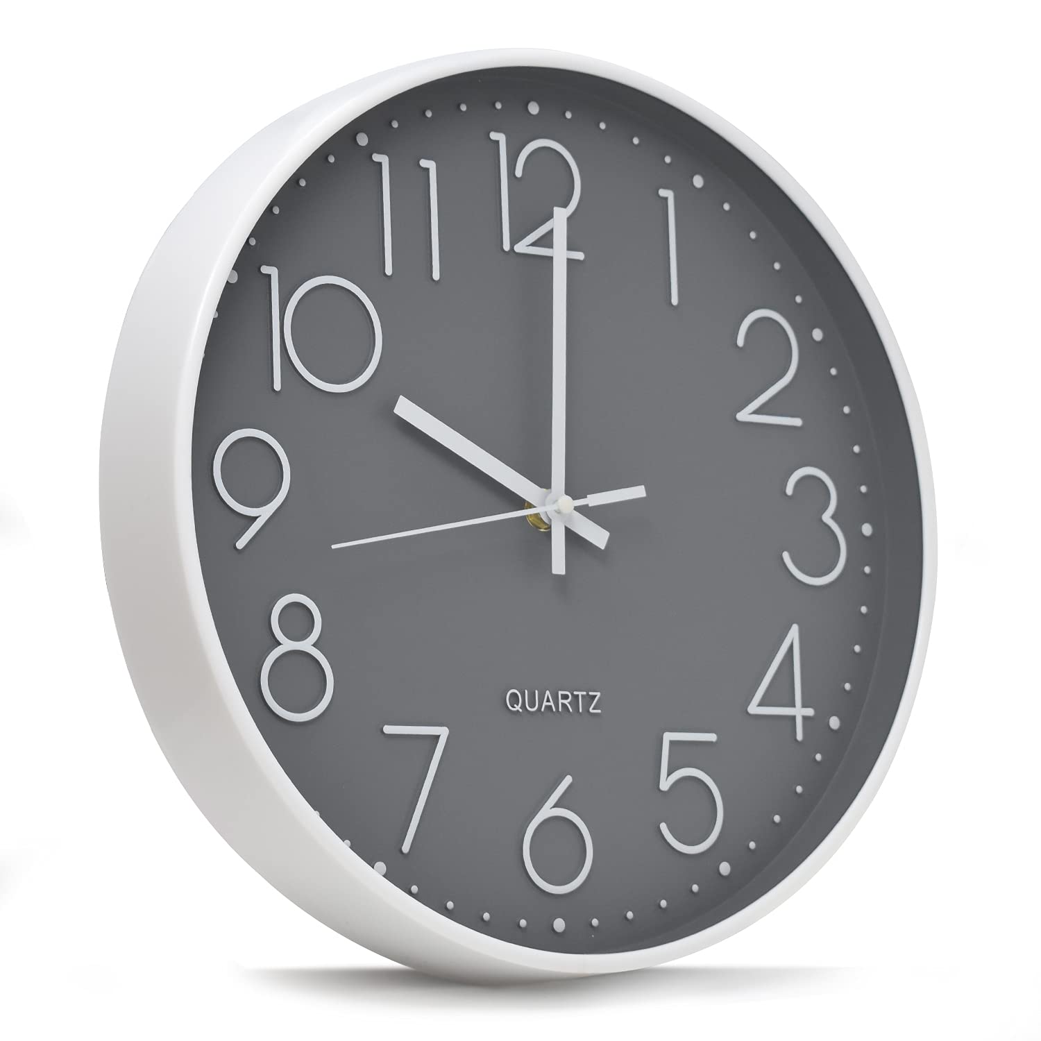 joeji's Kitchen Clock - 30cm Silent Wall Clock Non-Ticking Sweep Mechanism - Modern Quartz Design Decorative Bathroom Living Room Hallway - Grey