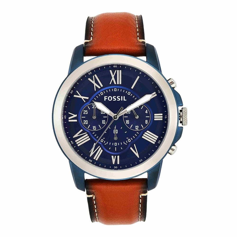 Fossil Grant Men's Quartz Watch with Blue Dial and Brown Leather Strap FS5151 — image 1
