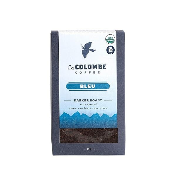 LA COLOMBE BLEU ORGANIC DARK ROAST DRIP GRIND GROUND COFFEE – NOTES OF COCOA, MACADAMIA & SWEET CREAM, 12 OUNCE (PACK OF 1)