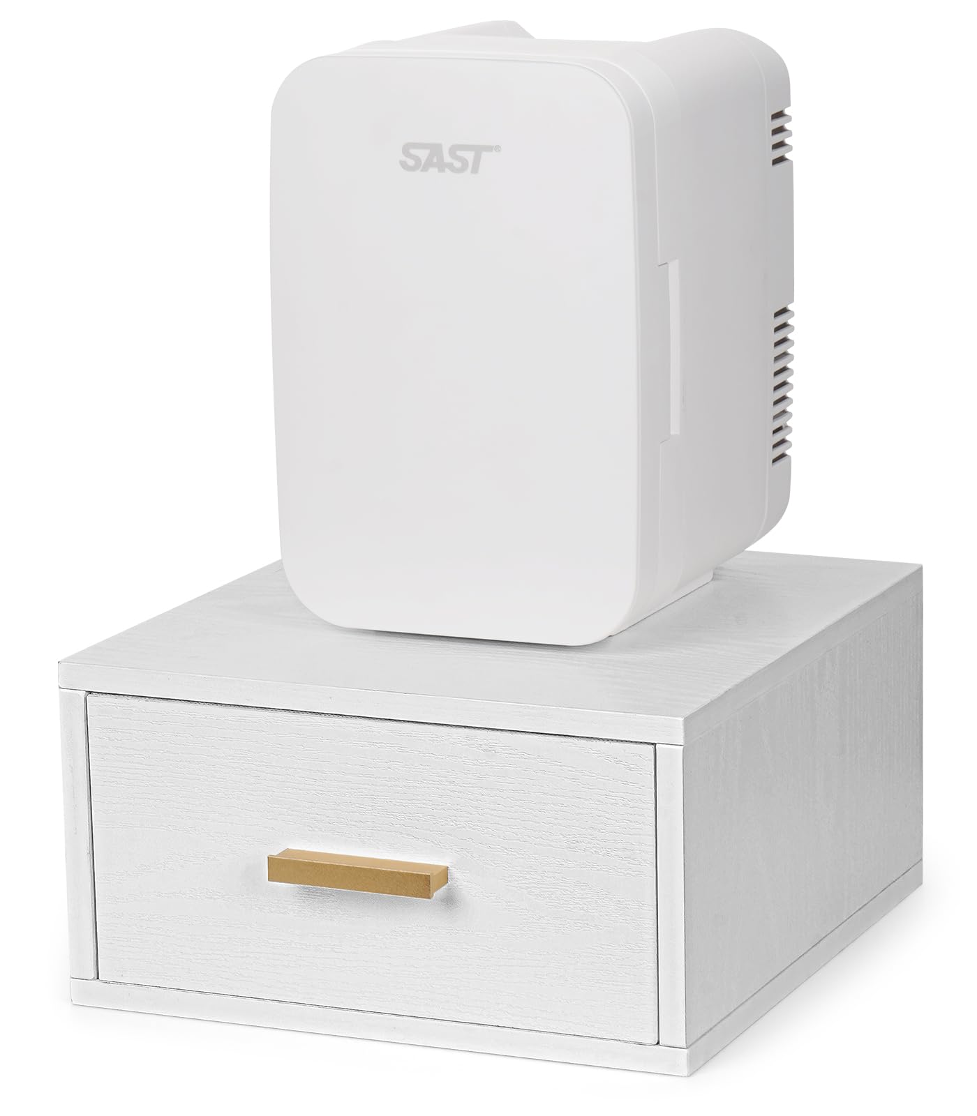 Mini Fridge Stand Holder with Drawer, Wood Vanity Organizer Countertop, Stackable Storage Drawer Box, Bathroom Counter Organizer, K-cup Coffee Pod Holder Drawer, White（Mini Fridge not included) - Image 9