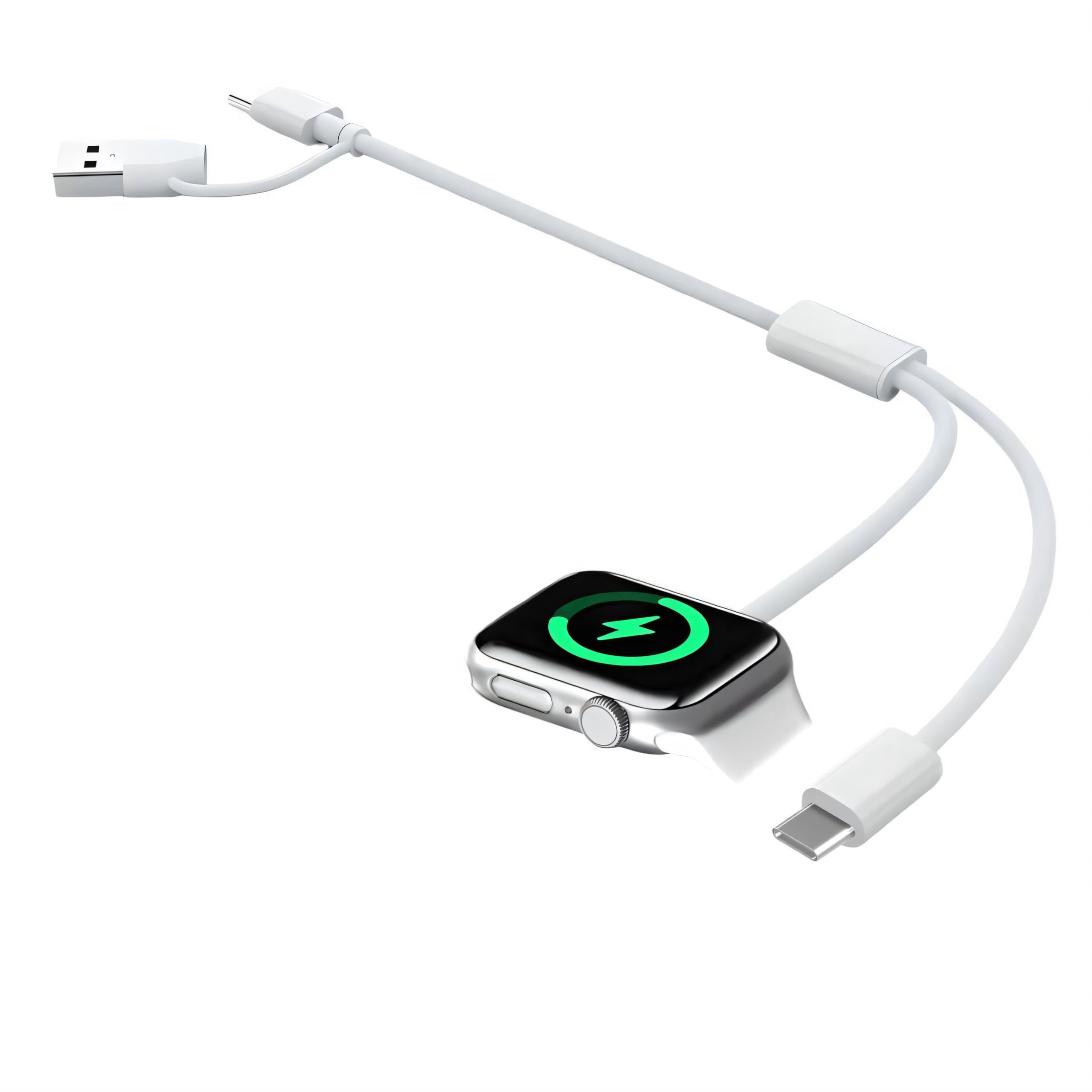 Photo 1 of 3 in 1 Short Charger for Apple Watch - Portable Charging Cable USB C & USB A Compatible with iWatch Series Ultra 2/SE 2/10/9/8/7/6-1, iPhone 16/15 Pro/Max/Plus, iPad, MacBook, Android and More [1.3FT]