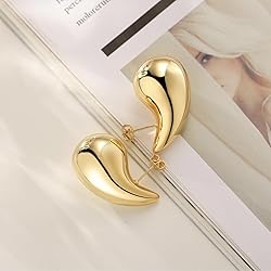 Teardrop Necklace Earrings Chunky Gold Hoop